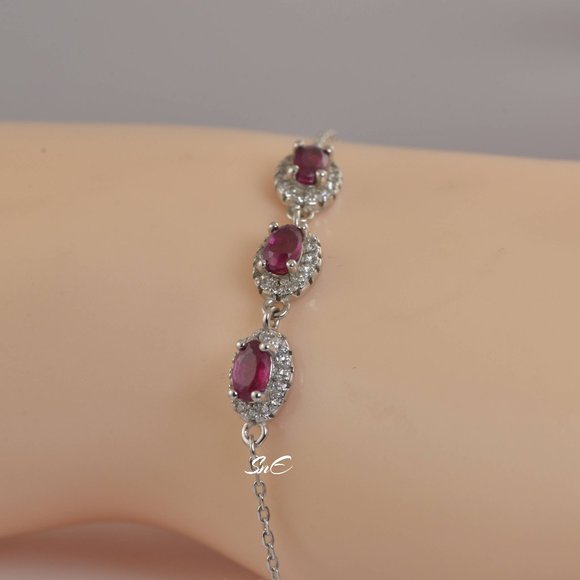 NEW 925 STERLING SILVER REAL GENUINE NATURAL RUBY SET 7 - Picture 7 of 10